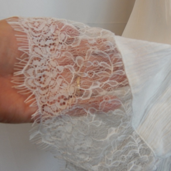INC White Lace edged 3/4 sleeve top size XL - Picture 5 of 5